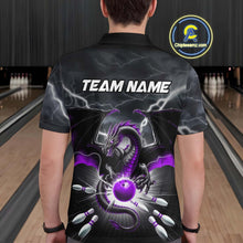 Load image into Gallery viewer, Custom Thunder Lightning Purple Dragon Bowling Team Polo Shirts For Men, Bowling Jerseys IPHW9112