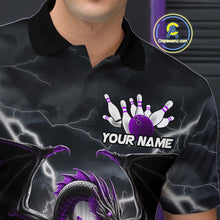 Load image into Gallery viewer, Custom Thunder Lightning Purple Dragon Bowling Team Polo Shirts For Men, Bowling Jerseys IPHW9112