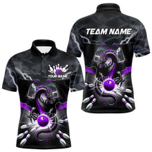 Load image into Gallery viewer, Custom Thunder Lightning Purple Dragon Bowling Team Polo Shirts For Men, Bowling Jerseys IPHW9112