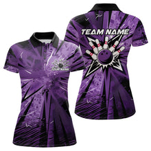 Load image into Gallery viewer, Custom Black And Purple Camouflage Bowling Team Women Polo Shirts, Bowling League Shirt IPHW9383