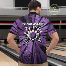 Load image into Gallery viewer, Custom Black And Purple Camouflage Bowling Team Quarter-Zip Shirts For Men, Bowling League Shirt IPHW9383