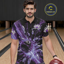 Load image into Gallery viewer, Custom Purple Thunder Lightning Bowling Team Men Polo Shirts, Bowling Jerseys IPHW9744