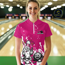 Load image into Gallery viewer, Pink Custom Drunk Bowling Ball And Pin Funny Women Quarter-Zip Shirt, Bowling And Beer IPHW11235