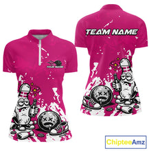 Load image into Gallery viewer, Pink Custom Drunk Bowling Ball And Pin Funny Women Quarter-Zip Shirt, Bowling And Beer IPHW11235