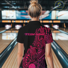Load image into Gallery viewer, Custom Pink And Purple Polynesian Tribal Turtle Bowling Women Quarter-Zip Team Shirts IPHW10987