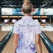 Load image into Gallery viewer, Custom Hologram Butterfly Bowling Women Quarter-Zip Shirts, Galaxy Ladies Bowling Jersey IPHW11365