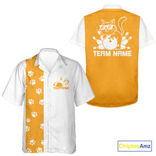 Load image into Gallery viewer, Custom Retro 50S Cat Bowling Button Up Shirt Men And Women, Vintage Cat Bowling Shirt IPHW10098