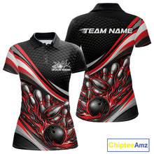 Load image into Gallery viewer, Custom Red Flame Bowling Women Polo Shirt, Bowling Team League Shirt Bowler Jerseys IPHW11226