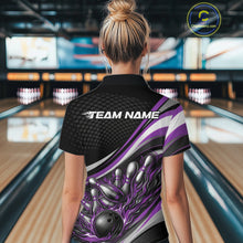 Load image into Gallery viewer, Custom Purple Flame Bowling Women Polo Shirt, Bowling Team League Shirt Bowler Jerseys IPHW11229