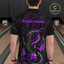 Load image into Gallery viewer, Custom Gray And Purple Camo Dragon Claws Bowling Men Polo Shirts, Team Bowling Jerseys IPHW9856