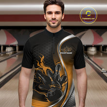 Load image into Gallery viewer, Custom Yellow Flame Bowling Men Jerseys, Bowling Team League Shirt Bowlers Jerseys IPHW11302