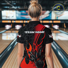 Load image into Gallery viewer, Custom Red Flame Bowling Pattern Bowling Women Polo Shirt, Bowling Team League Shirt IPHW9881