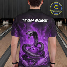 Load image into Gallery viewer, Custom Purple Flame Black Mamba Snake Bowling Men Polo Shirt, Snake Bowling Team Jerseys IPHW10150
