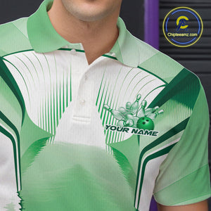 Custom Green Bowling Team Jerseys, Bowling Uniform Bowling League Polo Shirts For Men IPHW9938