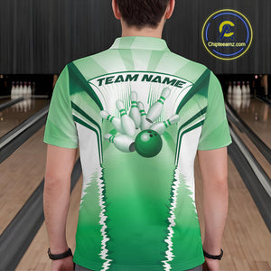 Custom Green Bowling Team Jerseys, Bowling Uniform Bowling League Polo Shirts For Men IPHW9938