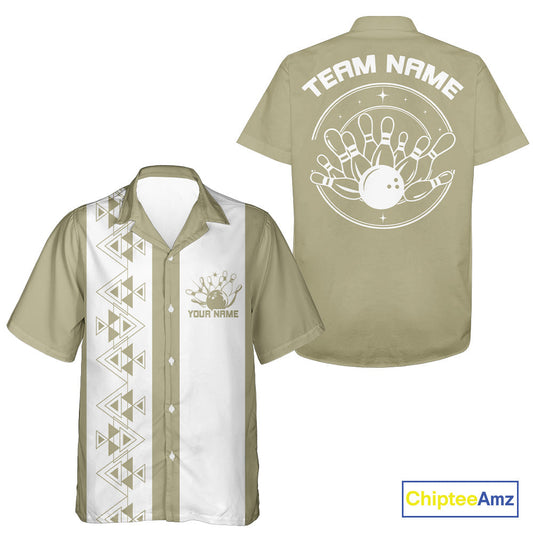 Custom Vintage Retro Style Tribal Bowling Team Hawaiian Shirts, Bowlers Outfit IPHW10082