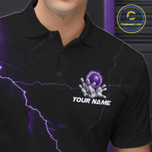 Load image into Gallery viewer, Custom Purple Thunder Lightning Flame Bowling Ball Men Bowling Team Shirt Bowler Outfit IPHW10671