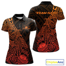 Load image into Gallery viewer, Custom Red Orange Polynesian Tribal Turtle Bowling Women Polo Team Shirts Outfit IPHW10981