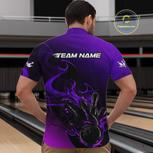 Load image into Gallery viewer, Custom Black And Purple Flame Bowling Team Men Quarter-Zip Shirt, Bowling Tournament Shirt IPHW9869