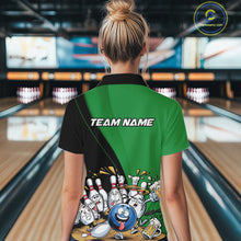 Load image into Gallery viewer, Custom Green Funny Bowling Women Shirts, Bowling And Beer Party Bowlers Outfit IPHW10819