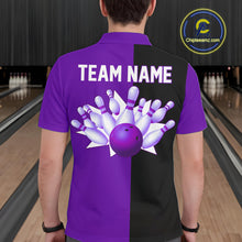 Load image into Gallery viewer, Purple and Black retro vintage Bowling polo, quarter zip shirts for men custom Bowling team jerseys NQS11566