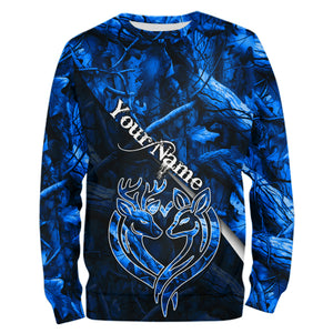 Love hunting deer blue camo personalized deer shirts, deer hunting Shirts NQSD21