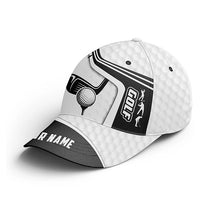 Load image into Gallery viewer, Black and white golf clubs golf ball skin Golfer hat custom name sun hats for mens, womens NQS6099