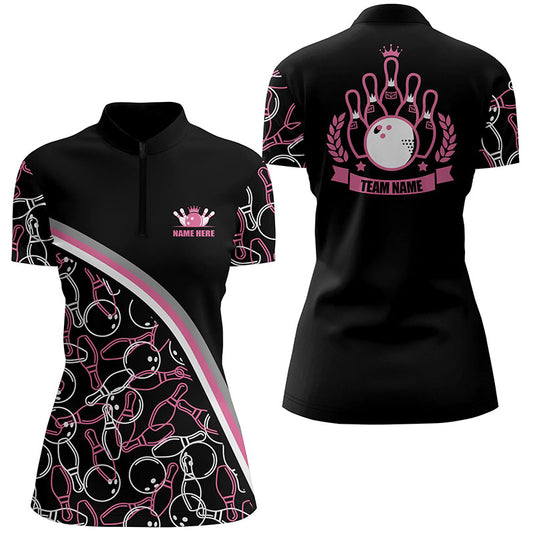 Custom bowling shirt for women – personalized team jersey front view
