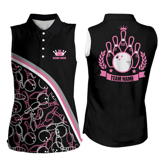 Custom sleeveless bowling shirt for women – personalized team jersey front view