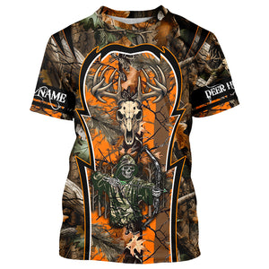 Deer Hunting orange camo Custom Name 3D All over print shirts, personalized deer hunting apparel NQS819