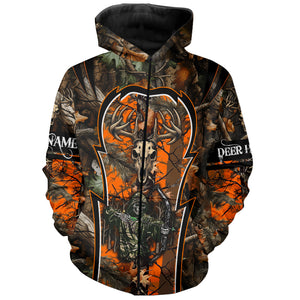 Deer Hunting orange camo Custom Name 3D All over print shirts, personalized deer hunting apparel NQS819