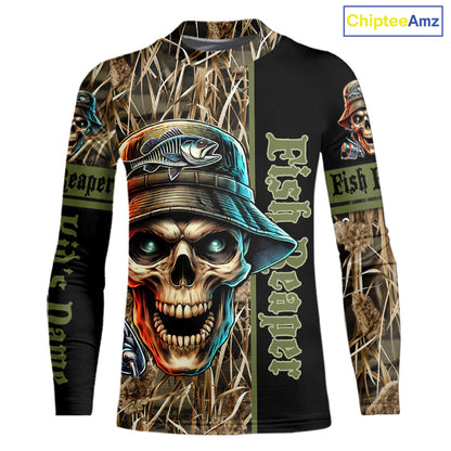 Fish Reaper Camo Customize Name 3D All Over Printed Fishing Shirts, Personalized Gifts NQS212