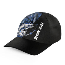 Load image into Gallery viewer, Bass Fishing Tattoo blue camo Custom fishing hat Unisex Fishing Baseball Angler camo hat cap NQS1623