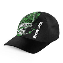 Load image into Gallery viewer, Bass Fishing Tattoo green camo Custom fishing hat Unisex Fishing Baseball Angler camo hat cap NQS1624