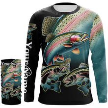 Load image into Gallery viewer, Rainbow Trout Fishing Customize Name UV protection long sleeves fishing shirt, gifts for fishing lover NQS1790