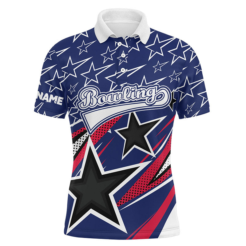Custom Blue bowling shirt for bowling – personalized team jersey front view