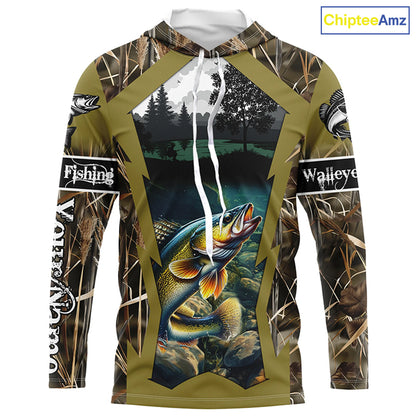 Walleye Fishing Customize Camo 3D All Over Printed Shirts Personalized Gift NQS456