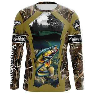 Walleye Fishing Customize Camo 3D All Over Printed Shirts Personalized Gift NQS456