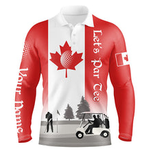 Load image into Gallery viewer, Mens golf polo shirts custom name Canadian flag patriotic Let’s Par Tee white golf shirt NQS5762