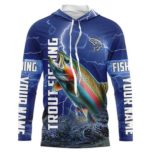 Rainbow trout Fishing blue lightning jerseys custom performance Long Sleeve tournament fishing shirts NQS6415