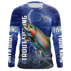 Rainbow trout Fishing blue lightning jerseys custom performance Long Sleeve tournament fishing shirts NQS6415