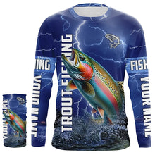 Load image into Gallery viewer, Rainbow trout Fishing blue lightning jerseys custom performance Long Sleeve tournament fishing shirts NQS6415