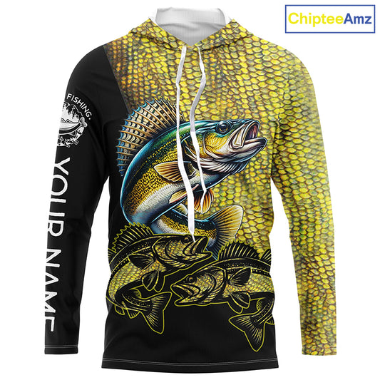 Walleye fishing customize name all over print shirts personalized fishing gift NQS228