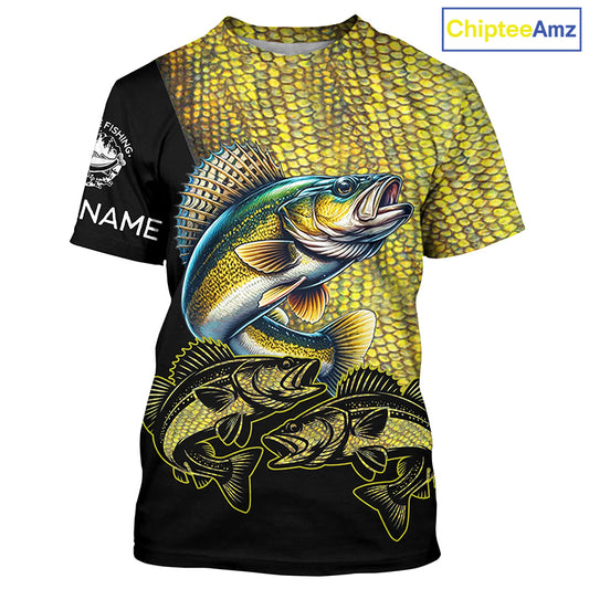 Walleye fishing customize name all over print shirts personalized fishing gift NQS228