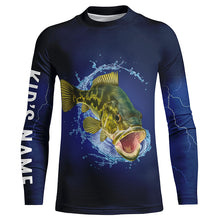 Load image into Gallery viewer, Walleye Fishing Blue lightning UV protection Customized Name long sleeve fishing shirt for men, women NQS300