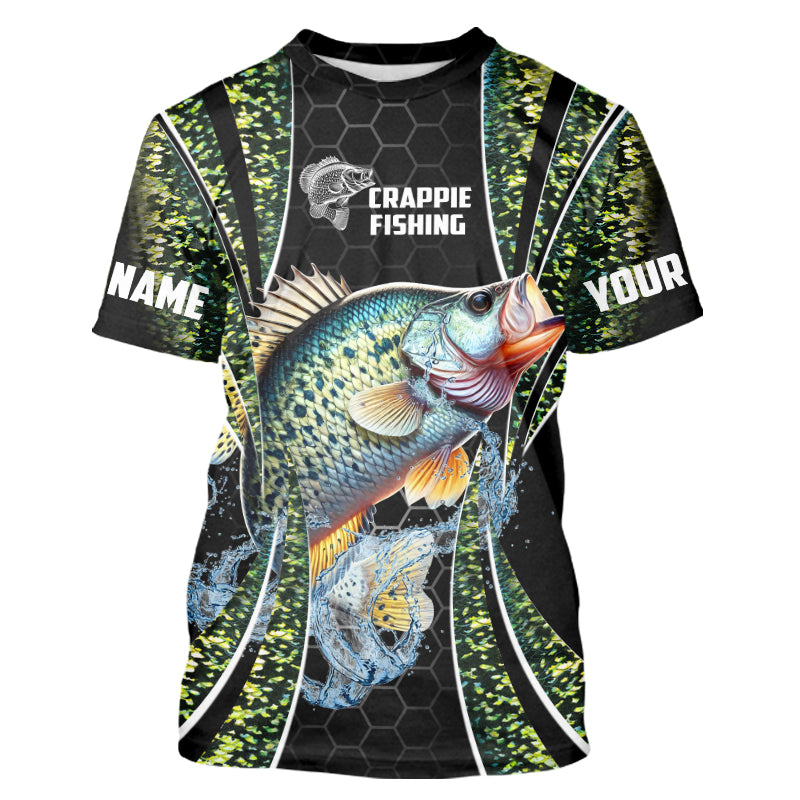 Crappie freshwater fishing black green scales Custom Name sun protection fishing jersey NQS3507