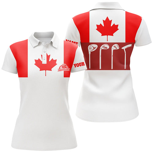 Womens golf polo shirts golf club Canadian flag patriot golf custom white golf shirt, golfing gift NQS6188