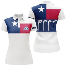 Load image into Gallery viewer, Womens golf polo shirts golf club Texas flag patriot golf custom white golf shirt, golfing gift NQS6189