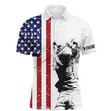 Load image into Gallery viewer, Personalized white golf polos shirts for men American flag 4th July custom patriot best men golf wears NQS5557