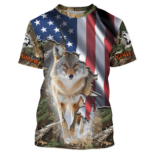 American Flag Coyote hunting predator camouflage Customize Name hunting clothes NQS1042